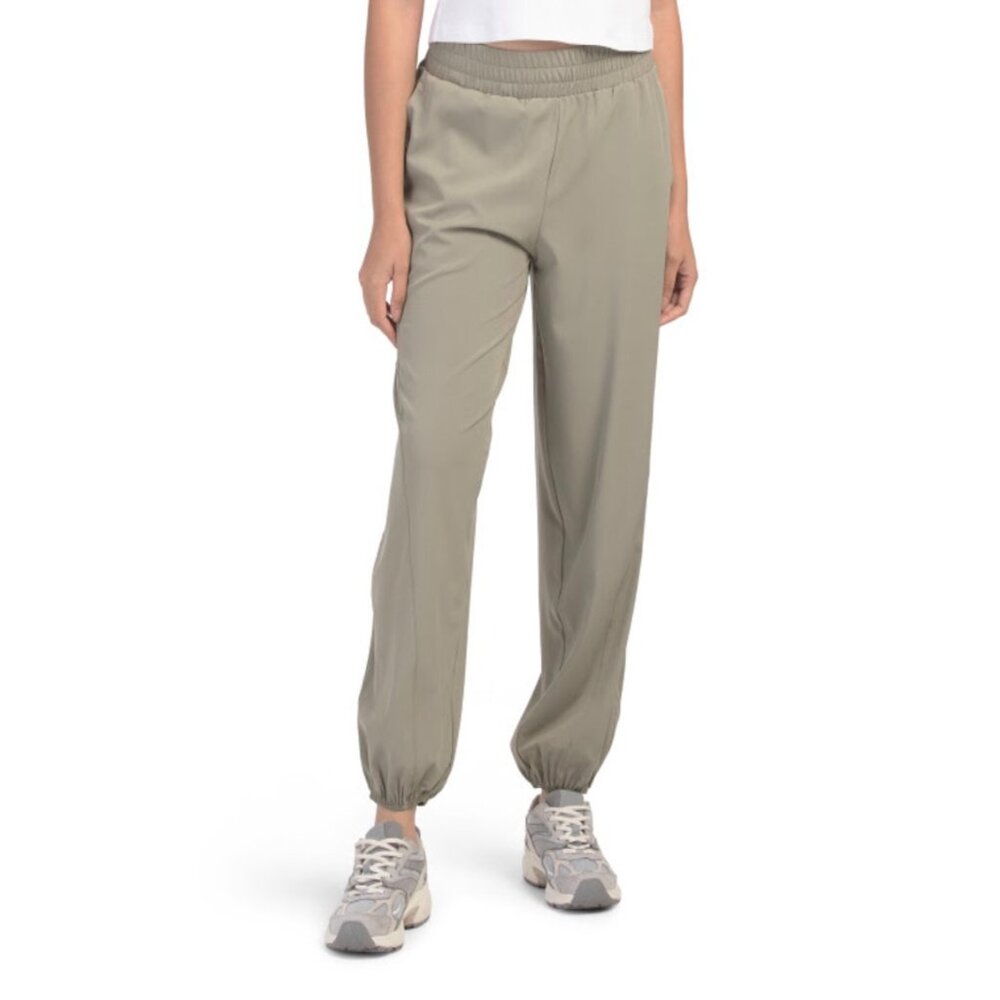 Mondetta Woven Balloon Vetiver Sage Beige Joggers Size L